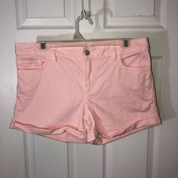 TOMMY HILFIGER Womens Mid Rise Stretch Denim Pink Casual Jean Shorts Sz 8 - Picture 2 of 6